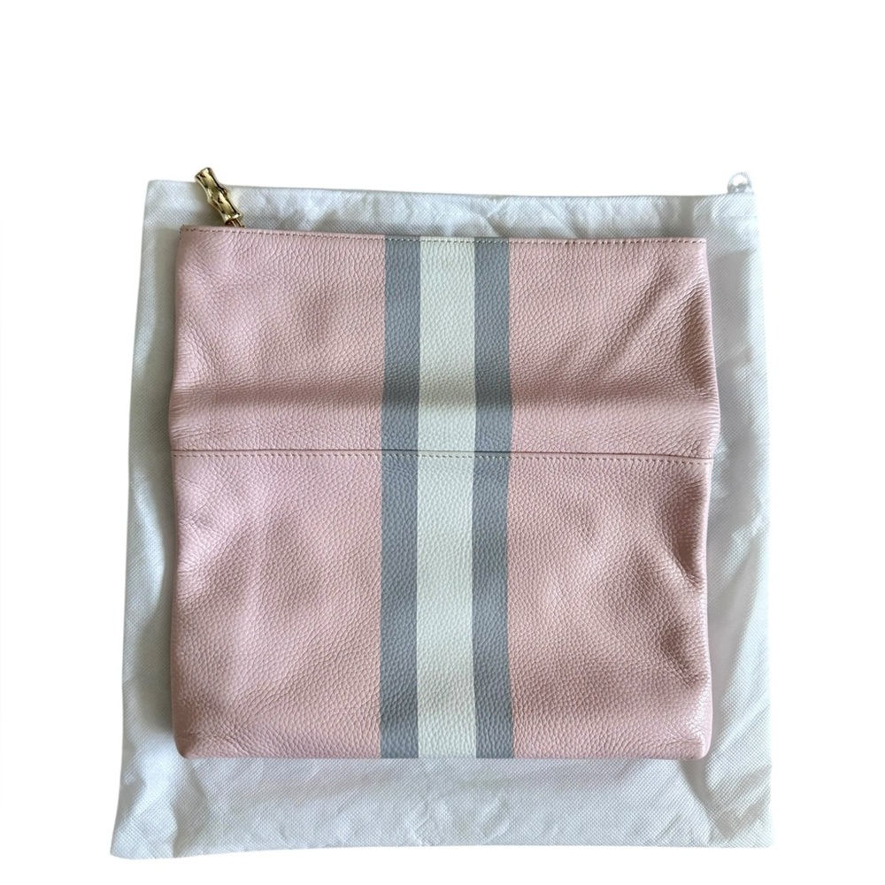 J. McLaughlin Pinn and Gray Clutch Bag with Gold Bamboo Hardware - Picture 4 of 10